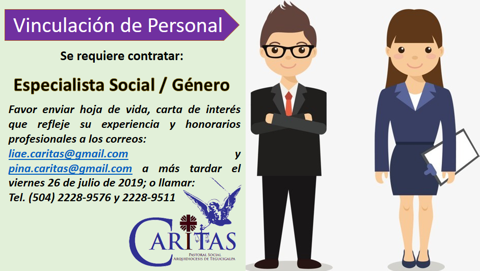 Vinculación de Personal: Especialista Social / Género